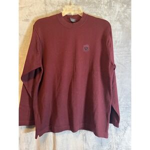 Como L Burgundy Wool Crewneck Sweater Men's Crest Logo Long‎ Sleeve 48x29 Italy